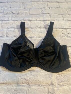 Goddess Keira Banded Underwire Bra Black Satin Full-Coverage Size 38H #GD6090